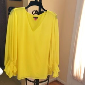 Vince Camuto Dress Blouse, Large, Yellow